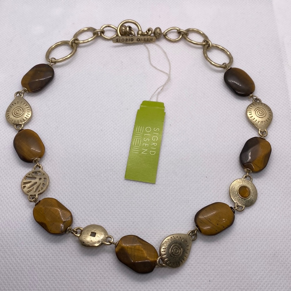 Vintage Sigrid Olsen Fall Fjord Gold-tone Tigers eye Necklace BNWT Rare